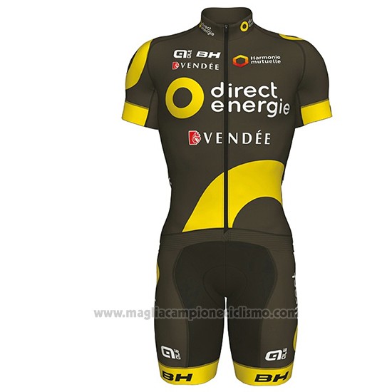 2017 Abbigliamento Ciclismo Direct Energie Marrone Manica Corta e Salopette